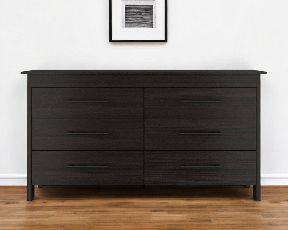 59" Black Six Drawer Double Dresser - Homeroots - Flyclothing LLC