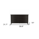 59" Black Six Drawer Double Dresser - Homeroots - Flyclothing LLC