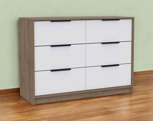 42" Brown and White Four Drawer Dresser - Homeroots