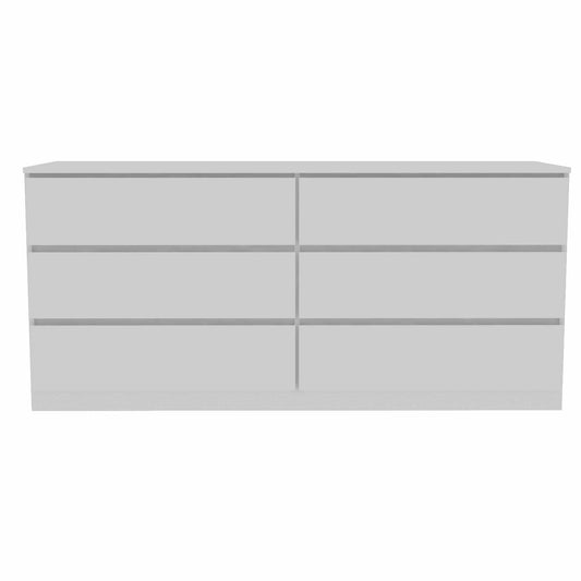 60" White Six Drawer Double Dresser - Homeroots