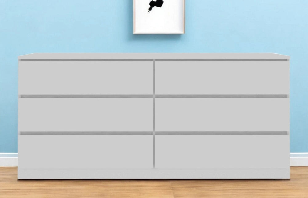 60" White Six Drawer Double Dresser - Homeroots - Flyclothing LLC