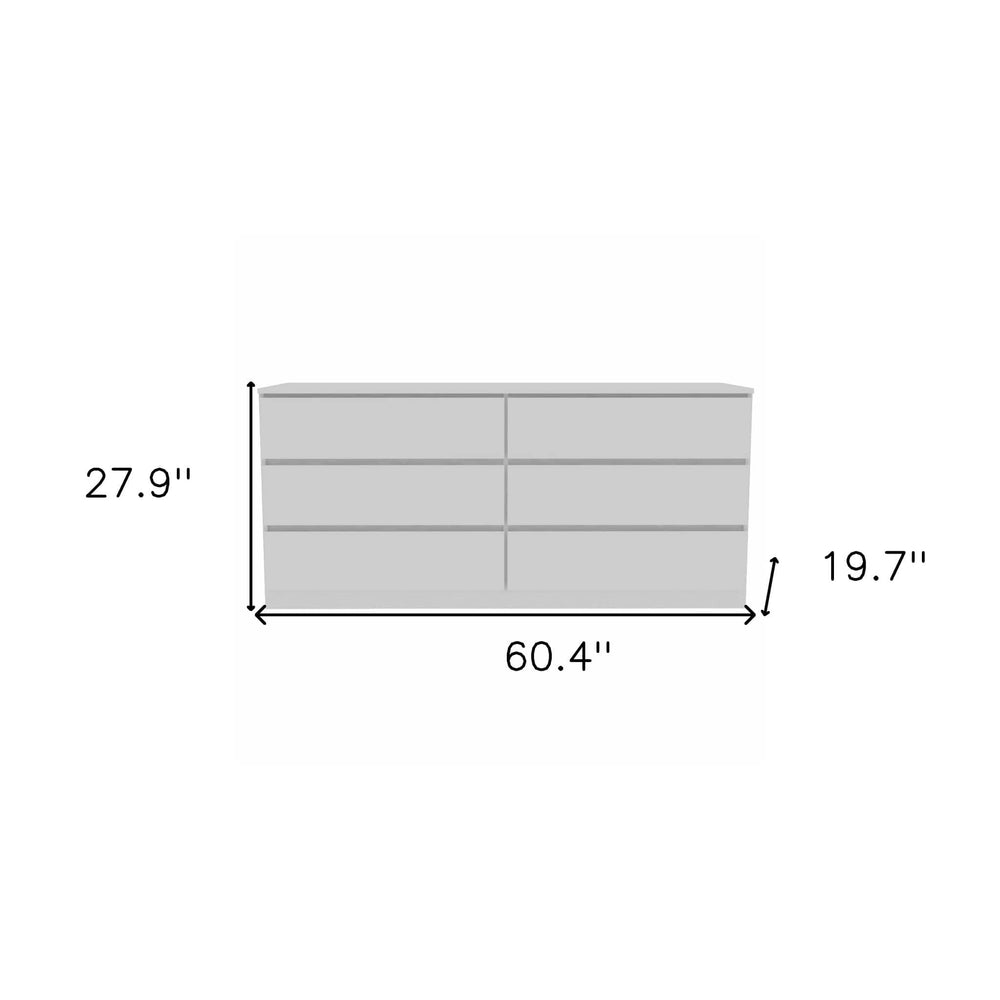 60" White Six Drawer Double Dresser - Homeroots - Flyclothing LLC