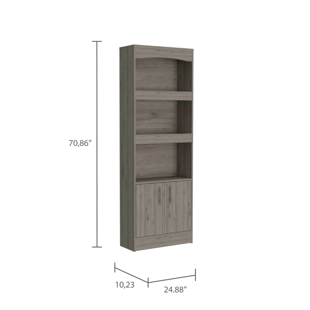 71" Three Tier Bookcase with Two doors - Homeroots - Flyclothing LLC