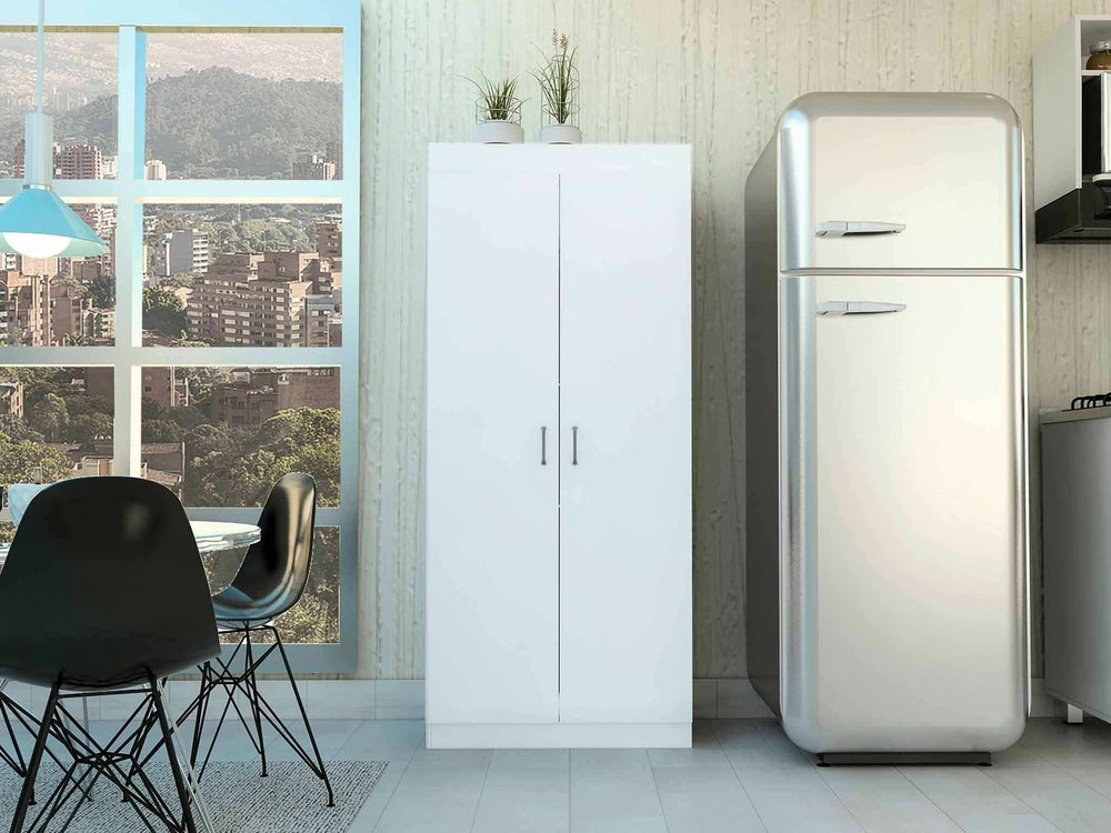 63” Classic White Pantry Cabinet with Two Full Size Doors - Homeroots - Flyclothing LLC