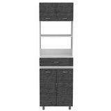 79" Gray Pantry Cabinet with Three Storage Shelves - Homeroots - Flyclothing LLC