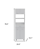 79" White Pantry Cabinet with Three Shelves - Homeroots - Flyclothing LLC