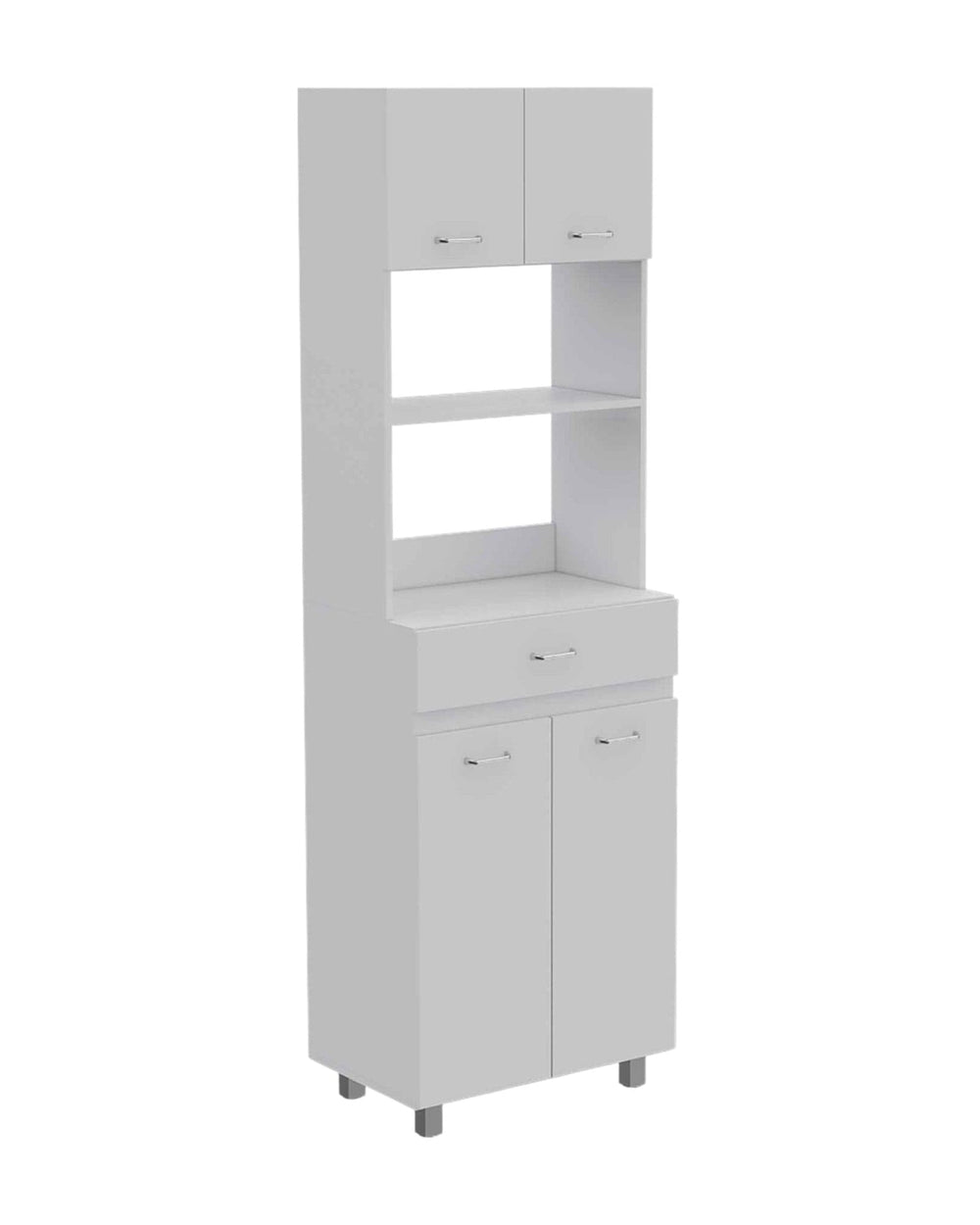 79" White Pantry Cabinet with Three Shelves - Homeroots - Flyclothing LLC