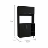 71" Modern Black Pantry Cabinet with Three Storage Shelves - Homeroots - Flyclothing LLC