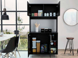 71" Modern Black Pantry Cabinet with Three Storage Shelves - Homeroots - Flyclothing LLC