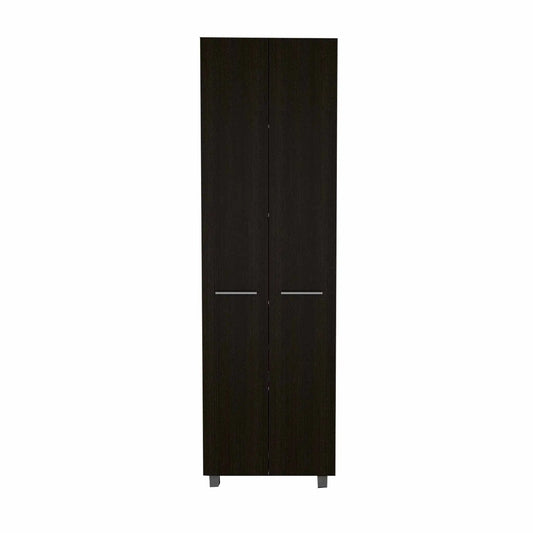 79" Modern Black Pantry Cabinet with Two Doors and Five Shelves - Homeroots