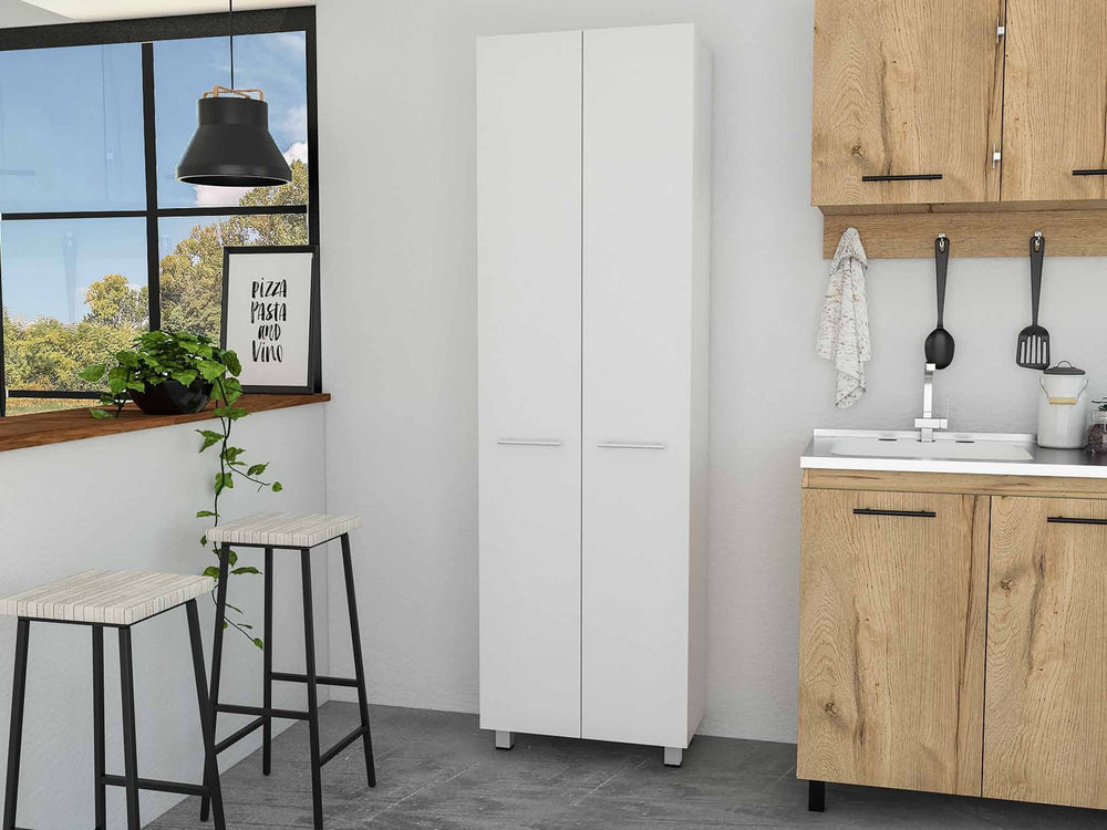 78" Modern White Pantry Cabinet with Two Full Size Doors - Homeroots - Flyclothing LLC