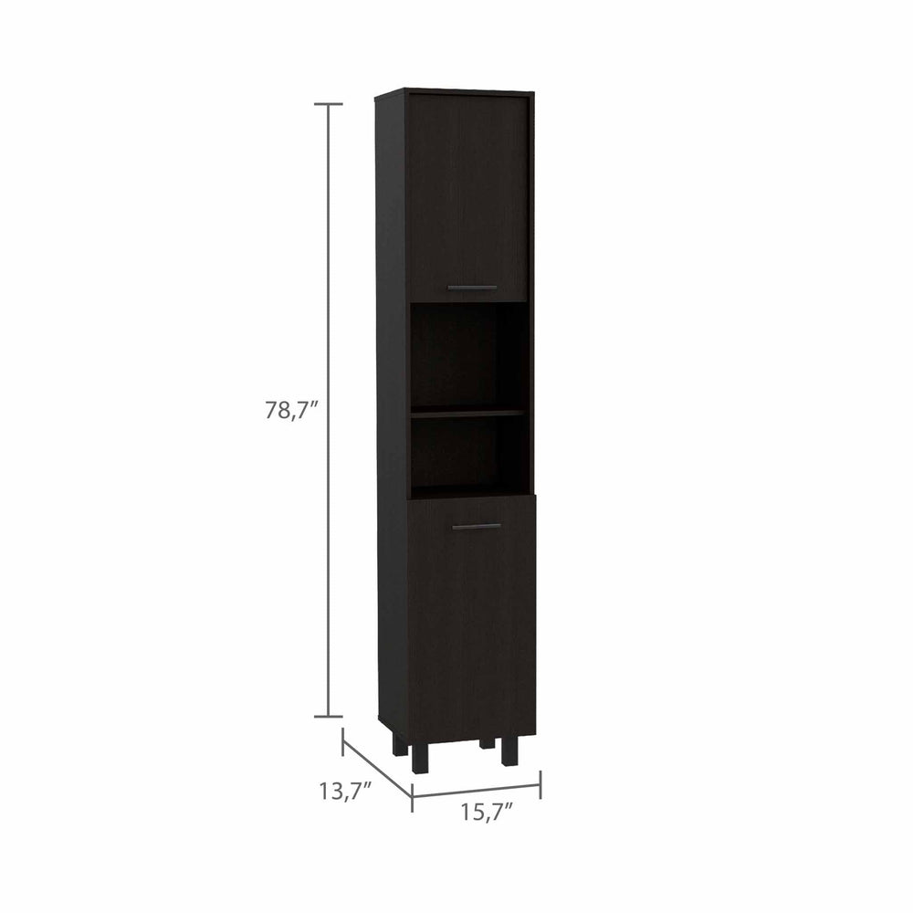 79" Modern Black Pantry Cabinet with Five Shelves - Homeroots - Flyclothing LLC