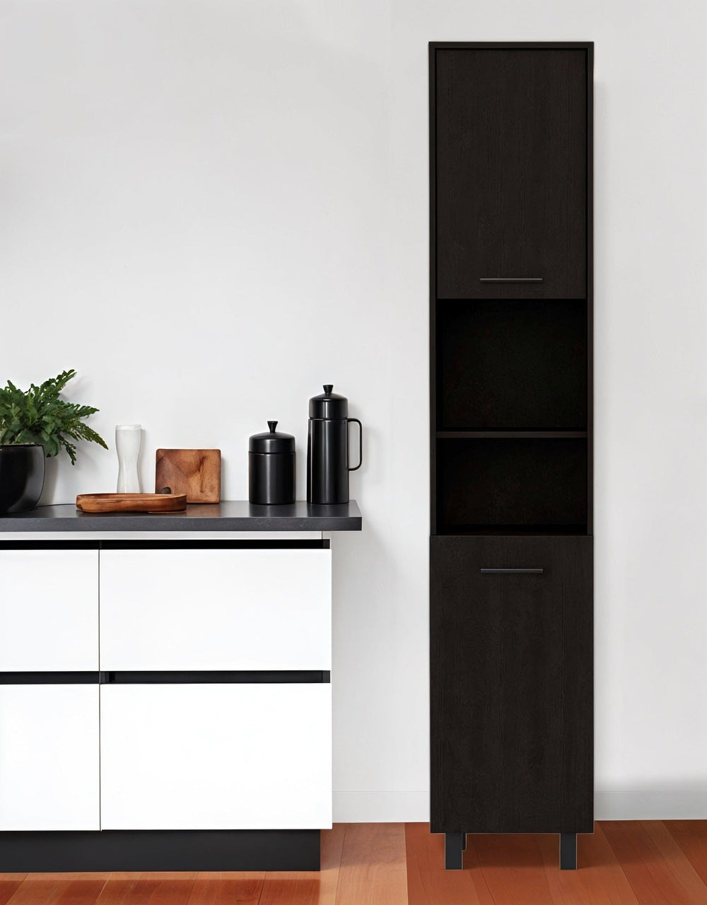 79" Modern Black Pantry Cabinet with Five Shelves - Homeroots - Flyclothing LLC