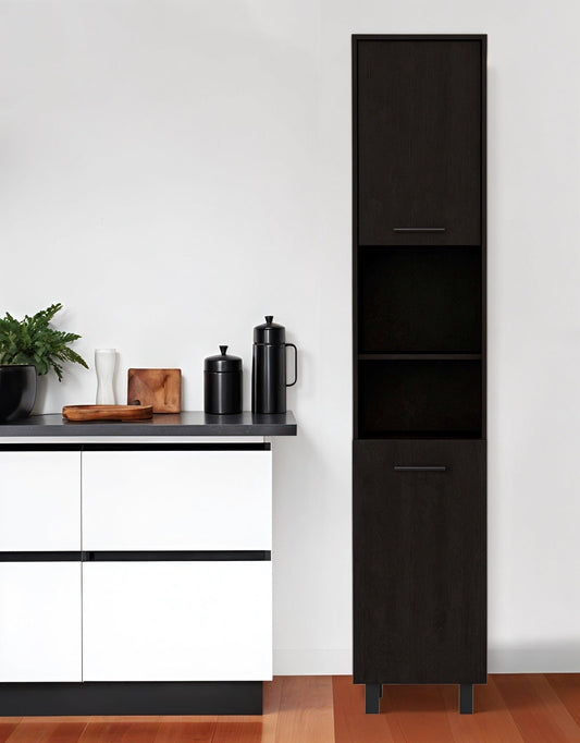 79" Modern Black Pantry Cabinet with Five Shelves - Homeroots