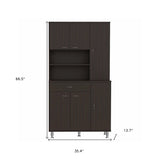 67" Modern Black Pantry Cabinet with Five Shelves - Homeroots - Flyclothing LLC