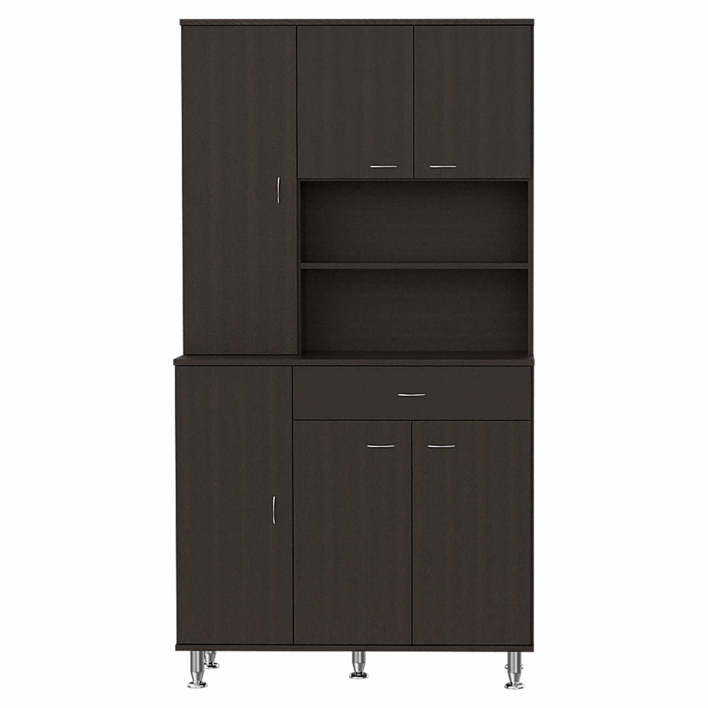 67" Modern Black Pantry Cabinet with Five Shelves - Homeroots - Flyclothing LLC