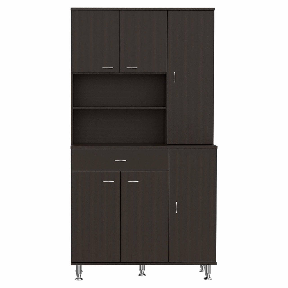 67" Modern Black Pantry Cabinet with Five Shelves - Homeroots - Flyclothing LLC