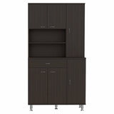 67" Modern Black Pantry Cabinet with Five Shelves - Homeroots - Flyclothing LLC