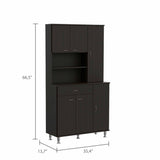 67" Modern Black Pantry Cabinet with Five Shelves - Homeroots - Flyclothing LLC