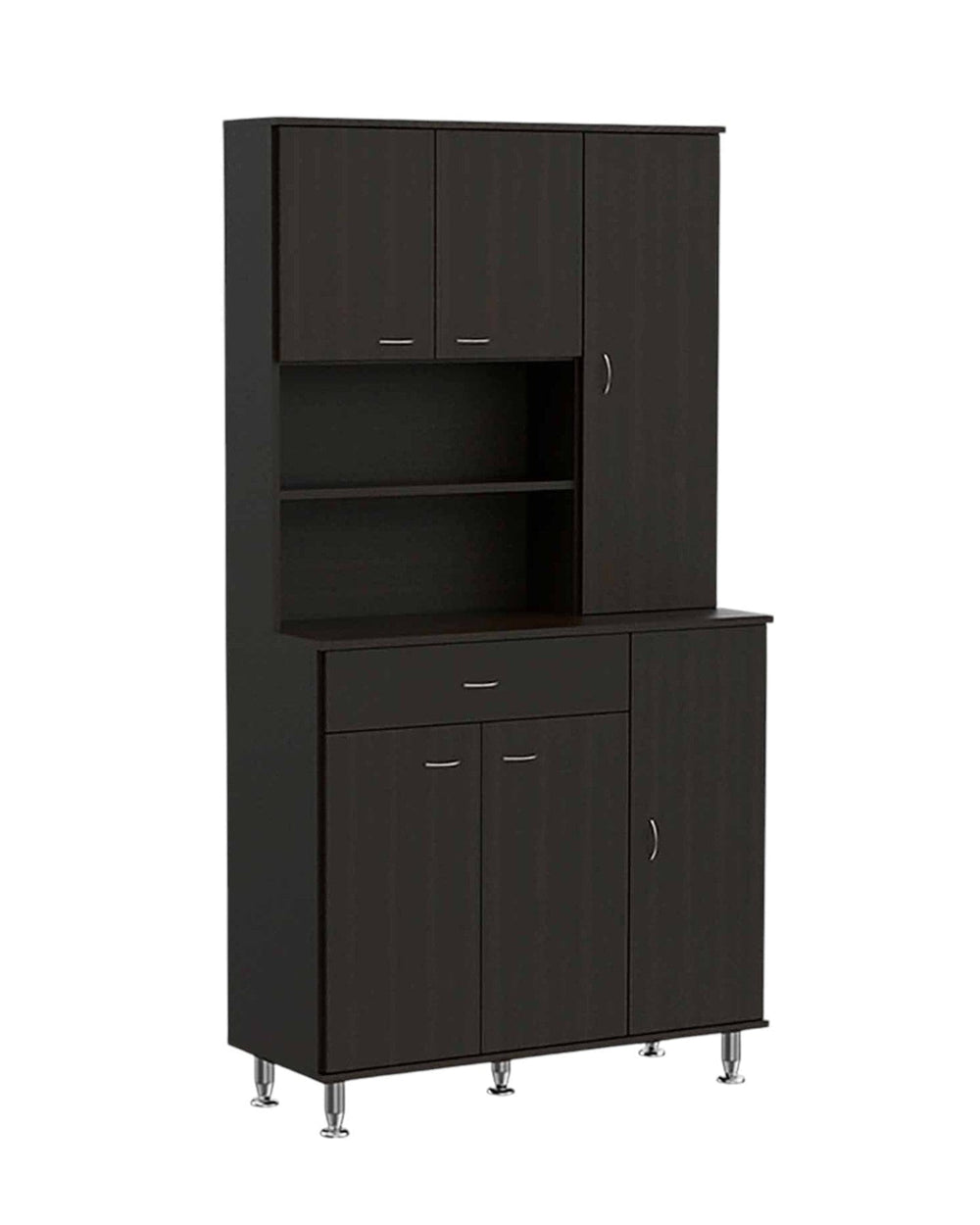 67" Modern Black Pantry Cabinet with Five Shelves - Homeroots - Flyclothing LLC