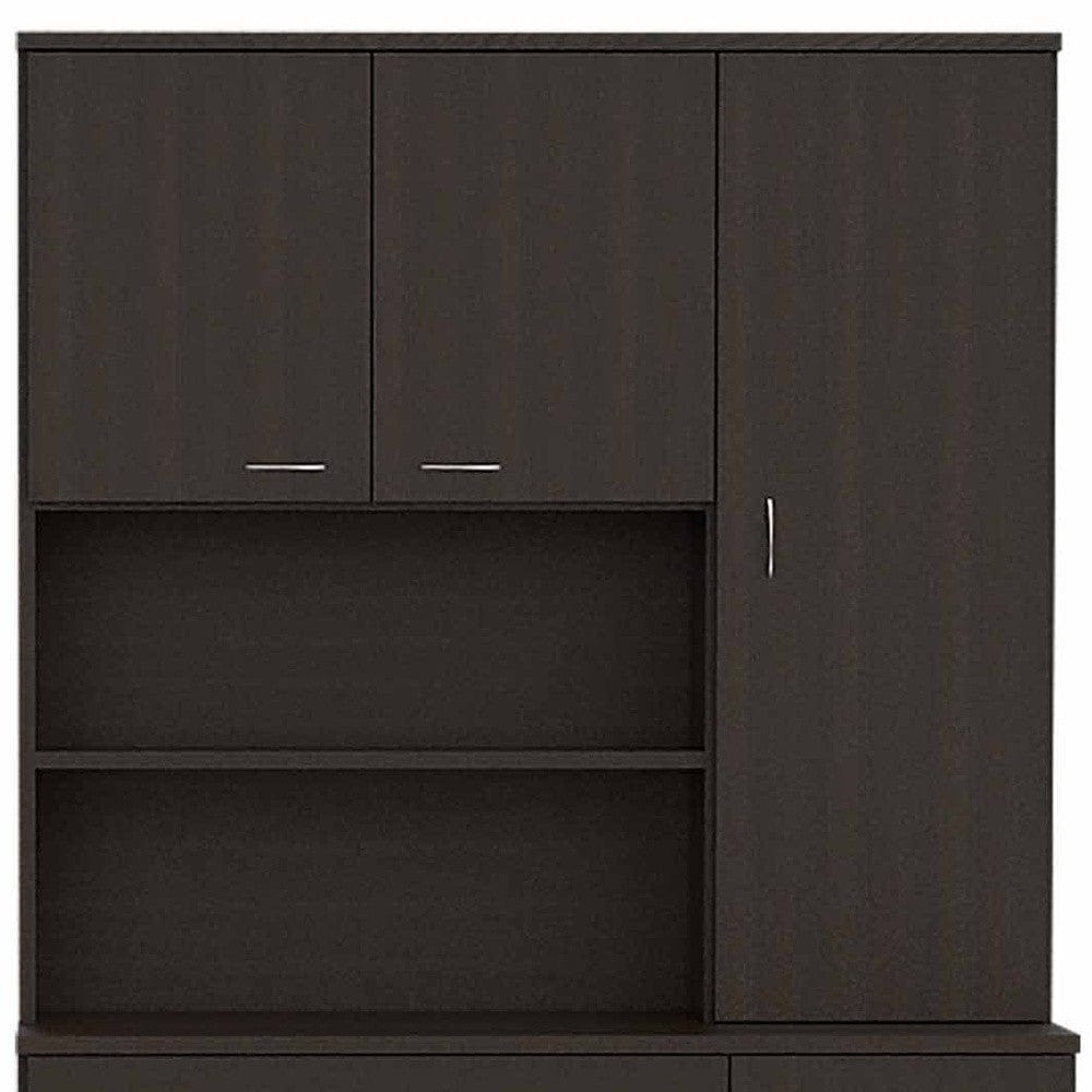 67" Modern Black Pantry Cabinet with Five Shelves - Homeroots - Flyclothing LLC
