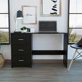48" Black Computer Desk With Three Drawers - Homeroots - Flyclothing LLC