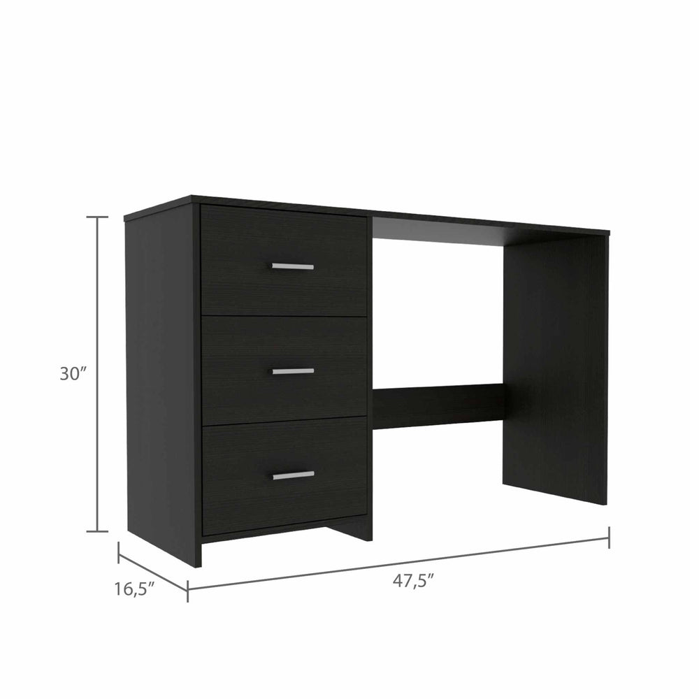 48" Black Computer Desk With Three Drawers - Homeroots - Flyclothing LLC