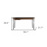55" Brown and Black Computer Desk - Homeroots - Flyclothing LLC