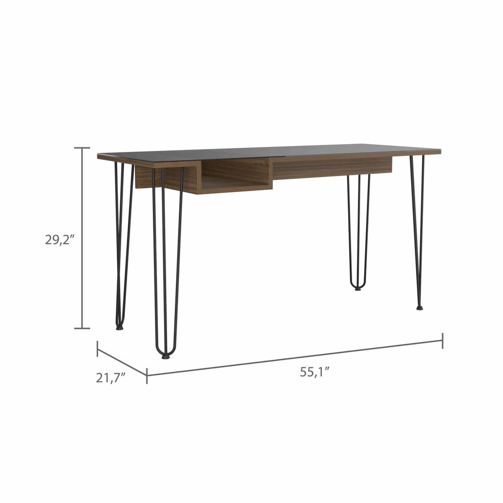 55" Brown and Black Computer Desk - Homeroots - Flyclothing LLC