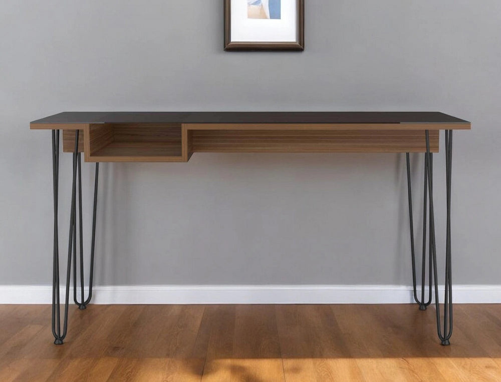 55" Brown and Black Computer Desk - Homeroots - Flyclothing LLC