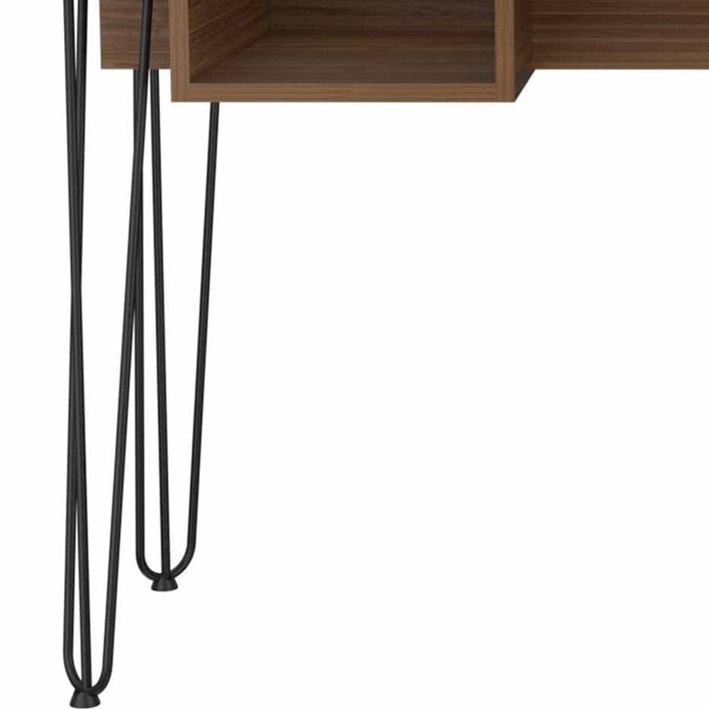 55" Brown and Black Computer Desk - Homeroots - Flyclothing LLC