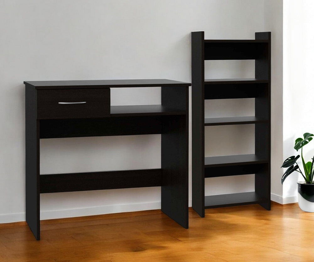 32" Black Computer Desk Desk and Bookshelf Set - Homeroots - Flyclothing LLC