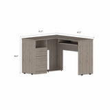 41" Light Gray L Shape Computer Desk With Two Drawers - Homeroots - Flyclothing LLC