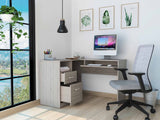 41" Light Gray L Shape Computer Desk With Two Drawers - Homeroots - Flyclothing LLC