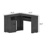 41" Gray L Shape Computer Desk With Two Drawers - Homeroots - Flyclothing LLC