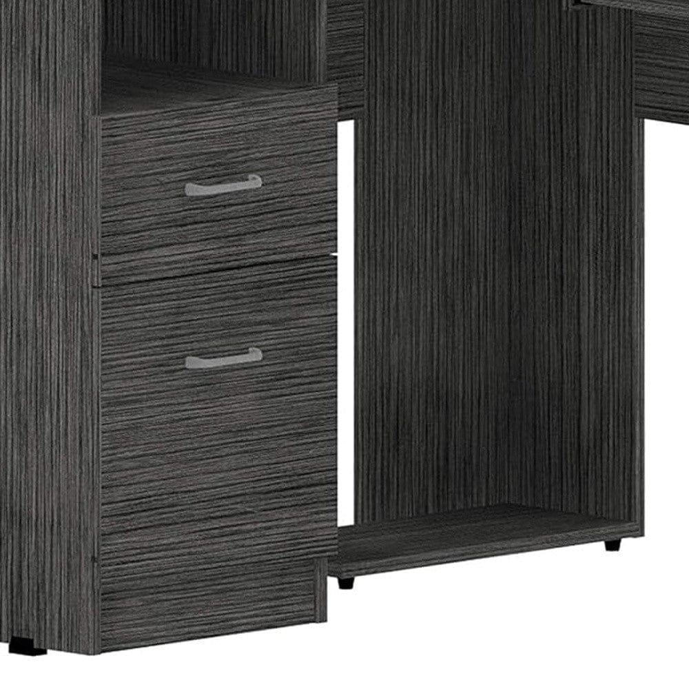 41" Gray L Shape Computer Desk With Two Drawers - Homeroots - Flyclothing LLC