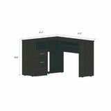 41" Black L Shape Computer Desk With Two Drawers - Homeroots - Flyclothing LLC