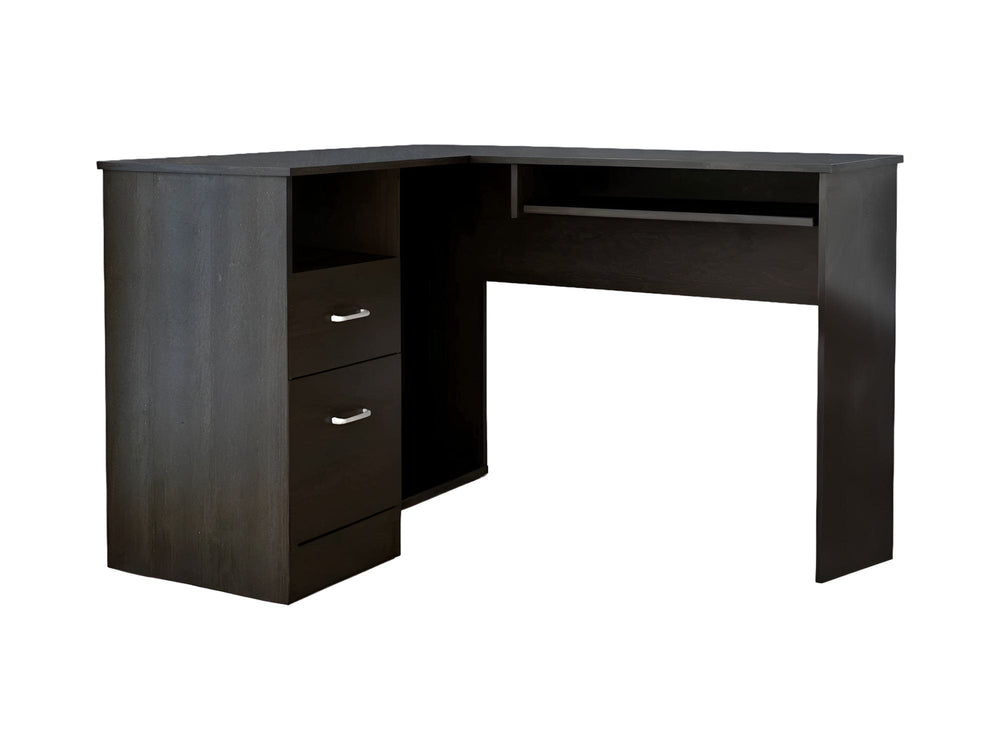 41" Black L Shape Computer Desk With Two Drawers - Homeroots - Flyclothing LLC
