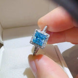 2 Carat Moissanite 925 Sterling Silver Square Shape Ring - Trendsi - Flyclothing LLC