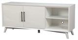 64" White Pine Solid Wood Open Shelving TV Stand - Homeroots