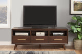64" Brown Mahogany Solid Wood Open Shelving TV Stand - Homeroots - Flyclothing LLC
