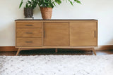 64" Brown TV Stand with Drawers and Sliding Door - Homeroots