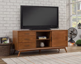 64" Brown TV Stand with Drawers and Sliding Door - Homeroots