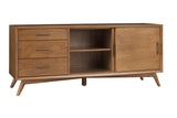 64" Brown TV Stand with Drawers and Sliding Door - Homeroots