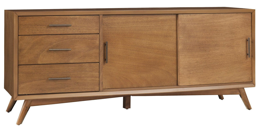 64" Brown TV Stand with Drawers and Sliding Door - Homeroots