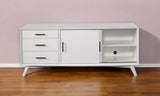 64" White Mahogany Solids Okoume And Veneer Open Shelving TV Stand - Homeroots