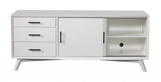 64" White Mahogany Solids Okoume And Veneer Open Shelving TV Stand - Homeroots