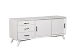 64" White Mahogany Solids Okoume And Veneer Open Shelving TV Stand - Homeroots