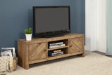 63" Wood Brown Reclaimed Pine And Plywood Open Shelving TV Stand - Homeroots