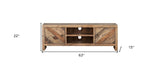 63" Wood Brown Reclaimed Pine And Plywood Open Shelving TV Stand - Homeroots